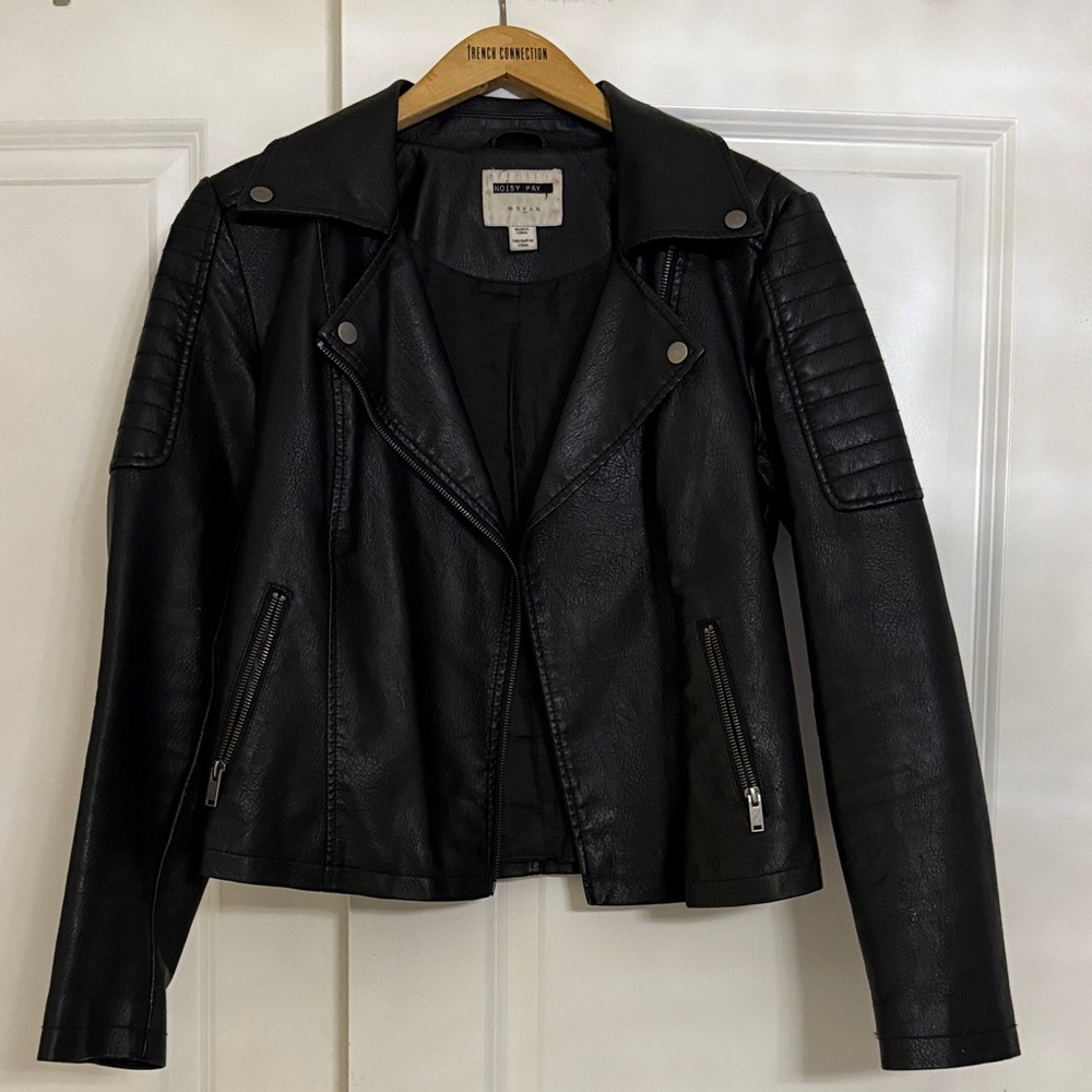 Noisy may Midnight Black Leather Jacket